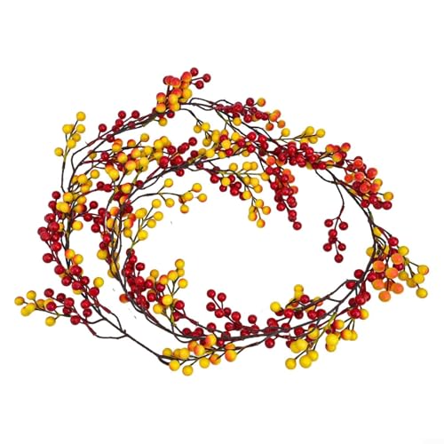 6FT Christmas Berry Garland Flexible Artificial Burgundy Berry Christmas Garland for Indoor Outdoor Hone Fireplace Decoration for Winter Holiday New Year Decor(Red)