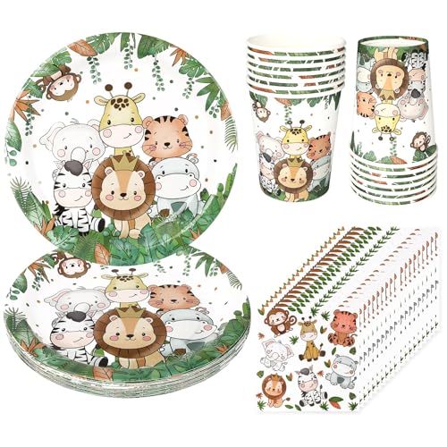 Dschungel Safari Partygeschirr, 52 PCS Teiliges Dinosaurier...