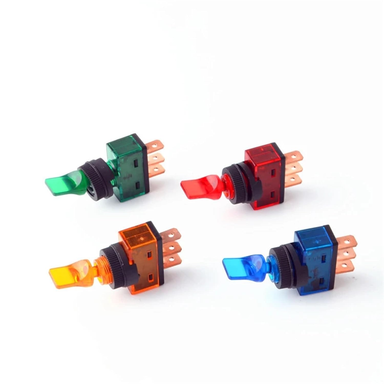 4pcs DC12V 20A Indicator Panel Mounting ON-Off Car Toggle Switch Red, Green, Yellow, Blue ASW-14D Lighted Car Retrofit Switch(Yellow)