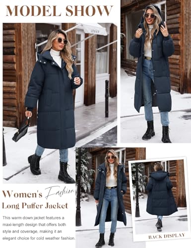 Women Long Puffer Coat Winter Warm Hooded Jacket Long Sleeve Parka Full Length Down Coats With Zip2