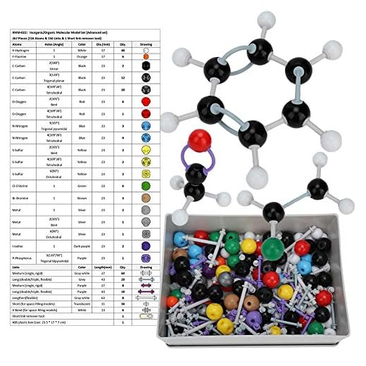 Modelos Moleculares Química - 267 Pcs Molecular Orgánica Estructura inorgánica Kit Atom Enlace Set de Modelo for el Profesor Estudiante