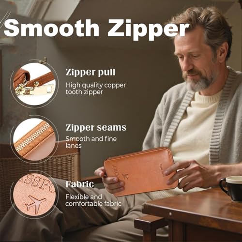 Multi-Functional RFID Passport Wallet, Passport Holder Holder for Travel Essentials, Secure ID Card Organizer with Anti-Theft Protection, Slim Leather Travel Wallet for Women Men (Black)4