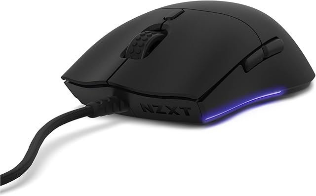 NZXT Lift - MS-1WRAX-BM - mysz do gier komputerowych - lekka oburęczna mysz - wysokiej klasy czujnik optyczny PixArt 3389, rozdzielczość 16K, oświetlenie RGB, kabel o niskim oporze, czarny