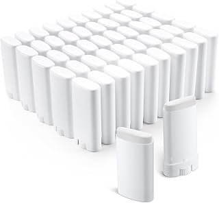50 Pcs Empty Deodorant Containers 0.5oz Refillable Tubes for Lip Balm DIY | Versatile for Deodorant, Lip Balm, Solid Perfume, Lotion; Twist-up Base for Easy Dispensing