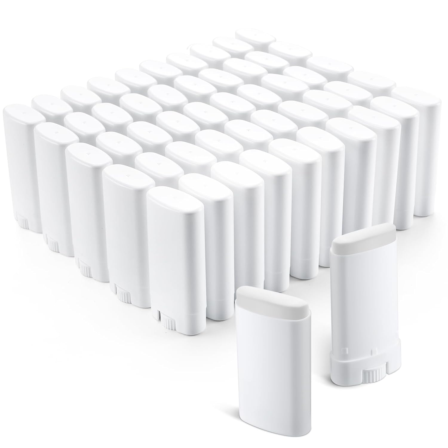Wesiti 100 Pcs Plastic Empty Deodorant Containers 1/2 oz Travel Deodorant 15ml Refillable Containers Tubes Oval Lip Balm Tubes for Lip Balm DIY, White