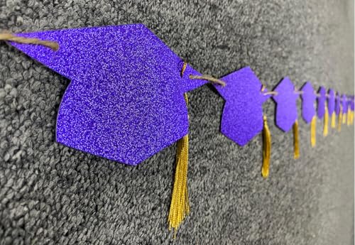 Image of Graduation Decorations Class of 2026 Glitter Pre-Strung Congrats Grad Graduation with Tassel Party Congratulations Banner Decor College High School Graduation Party Favors Purple