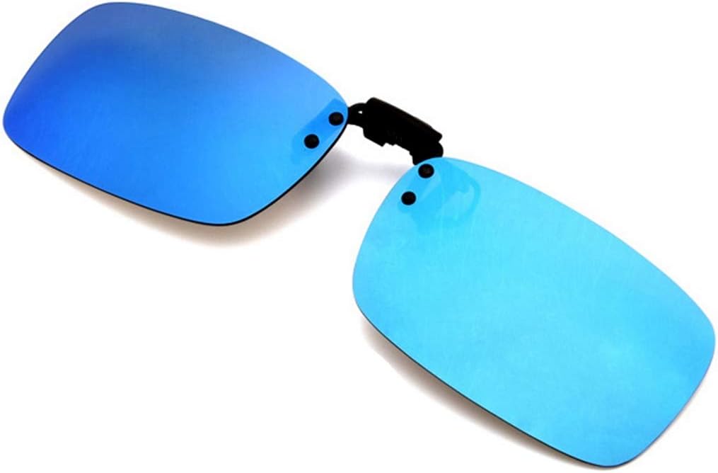 Polarized Clip-on Flip Up Metal Clip Rimless Sunglasses for Prescription Glasses (ICE BLUE MIRRORED LENS)