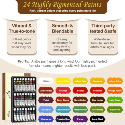 24 Water Colors Travel Mini Watercolor Paint Set for Kids and Adult,with Crossbody Bag,Watercolor Palette,Watercolor Sketchbook,Painting Kit — view 4