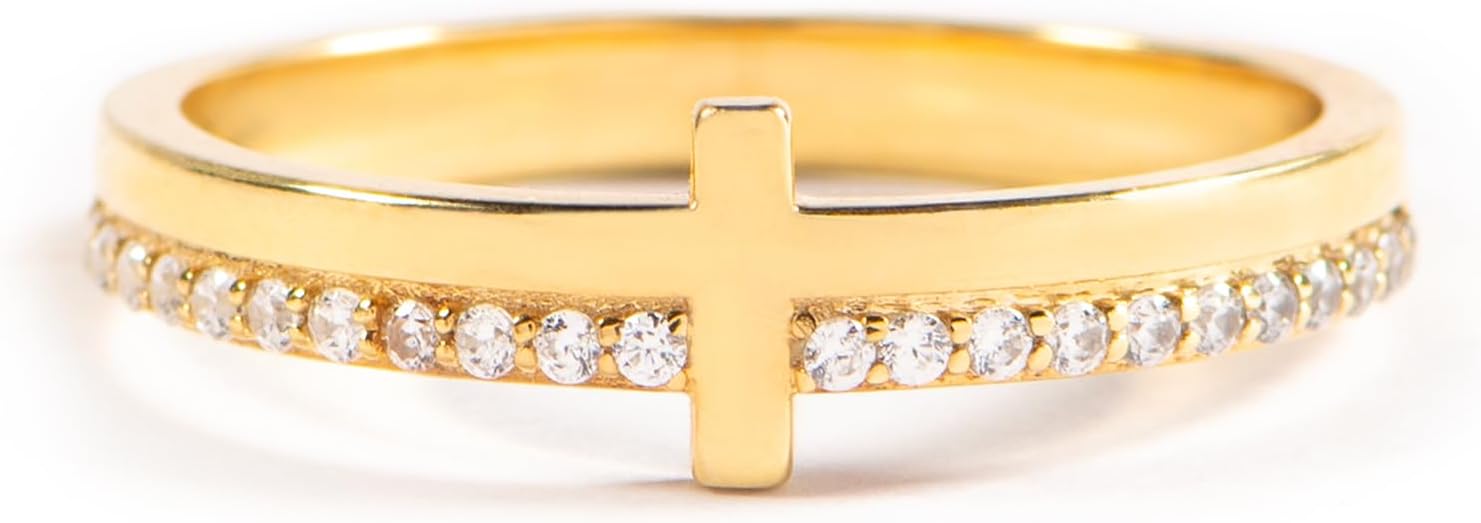STORYJEWELLERY Cross Rings for Women, Purity Ring, Christian Ring, Christian Jewelry for Women, Confirmation Gifts, Baptism Gifts