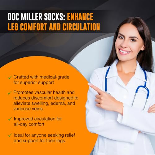 Image of Doc Miller Thigh High Open Toe Compression Stockings 15-20mmHg