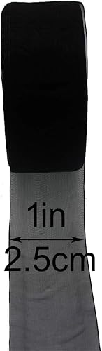 Miniatura 2 de Cinta de organza de 1 pulgada, 50 yardas, cinta transparente brillante para envolver regalos, decoración y manualidades (1 pulgada, 625039 negro)