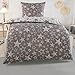 Produktbild BaSaTex 135x200 Microfaser Flausch Bettwäsche Sterne grau Weiss Taupe Fleece Thermofleece 2tlg.Set