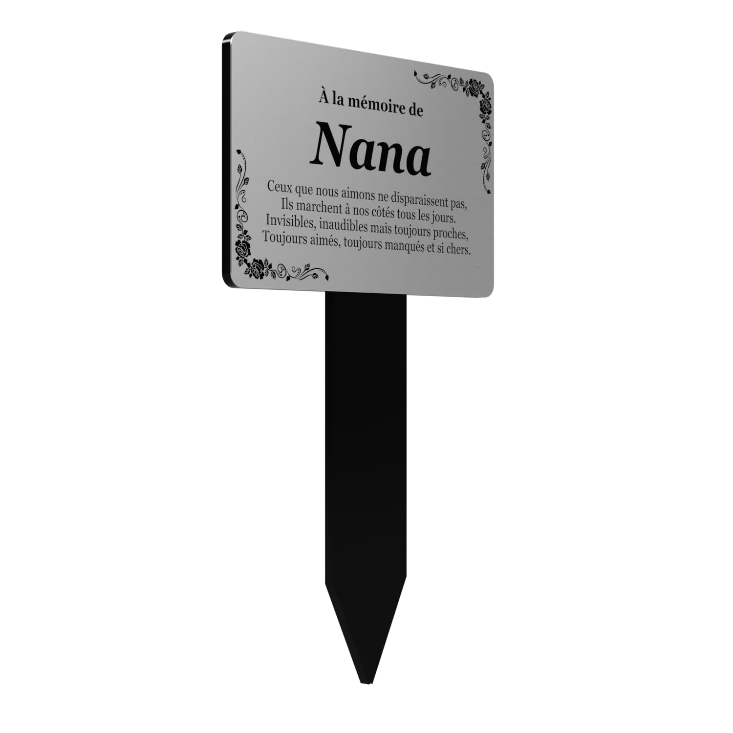 Plaque commémorative décoration souvenir durable argent avec poème dédié à Nana