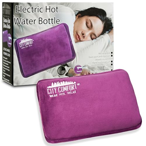 CityComfort Wiederaufladbare Wärmflasche Elektrisch 450W bis zu 6h Laufzeit Elektrisches Wärmekissen Kabellos für Hände Rücken Nacken (Lila)