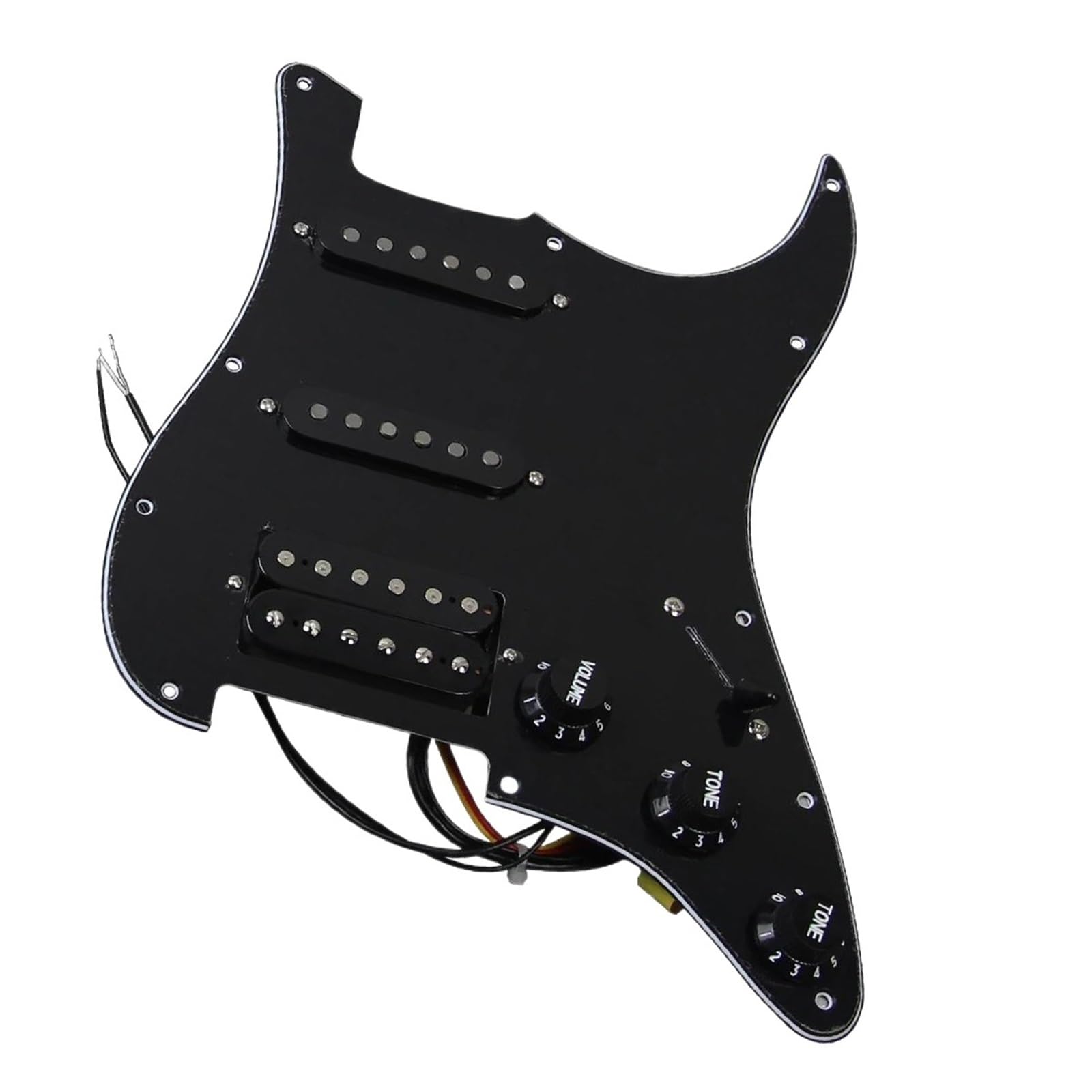 Alnico 5 Loaded wstępnie okablowana maskownica z naprzemiennymi przetwornikami SSH ST Części do gitary elektrycznej Zestaw Przetworników Pickguard(Black)