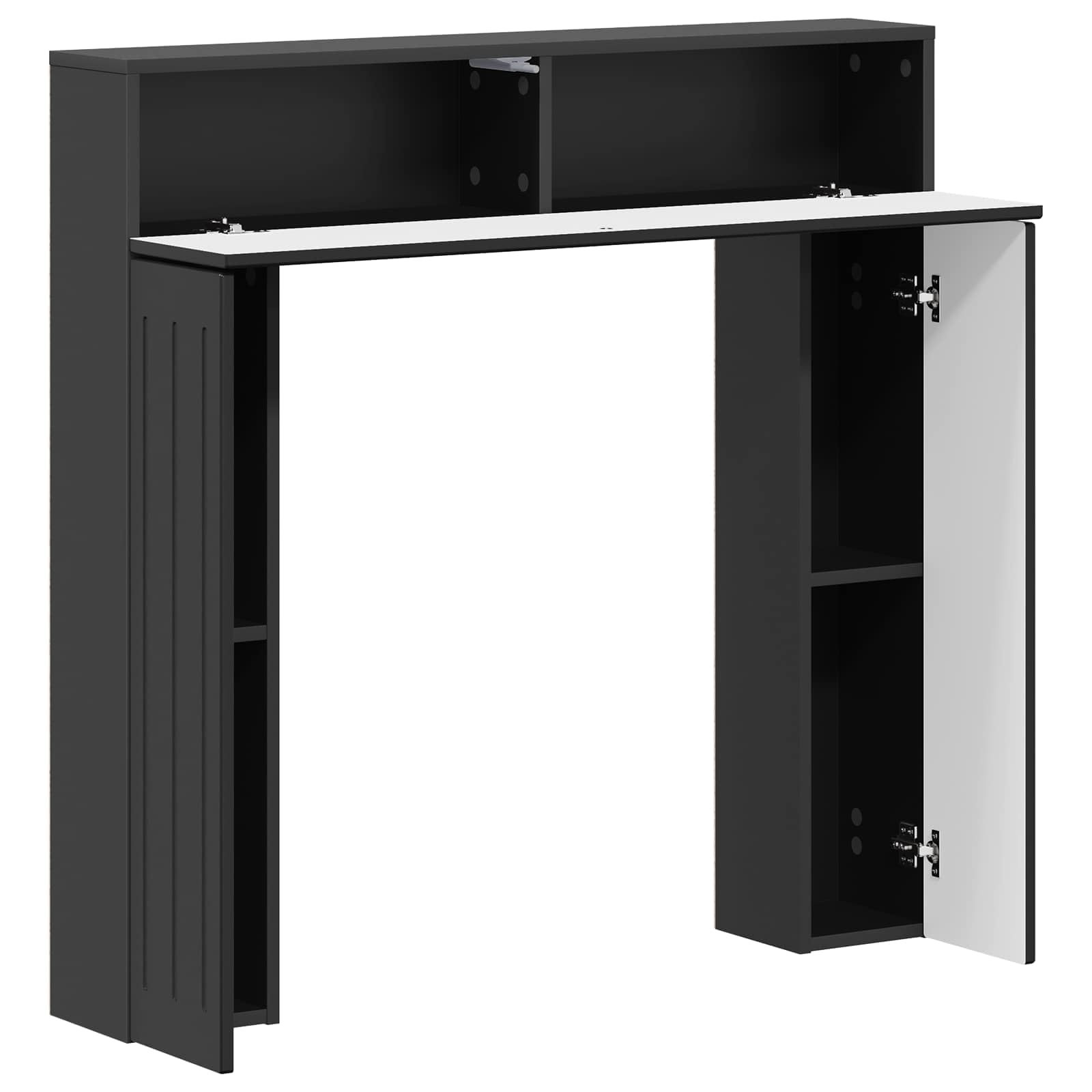 vidaXL Kaminumrandung Schwarz 102 x 18 x 100,5 cm Holzwerkstoff, Wohnzimmer, Schlafzimmer, Flur, U-förmiger, moderner Kaminrahmen, dekorativer, platzsparender Wohnaccessoire