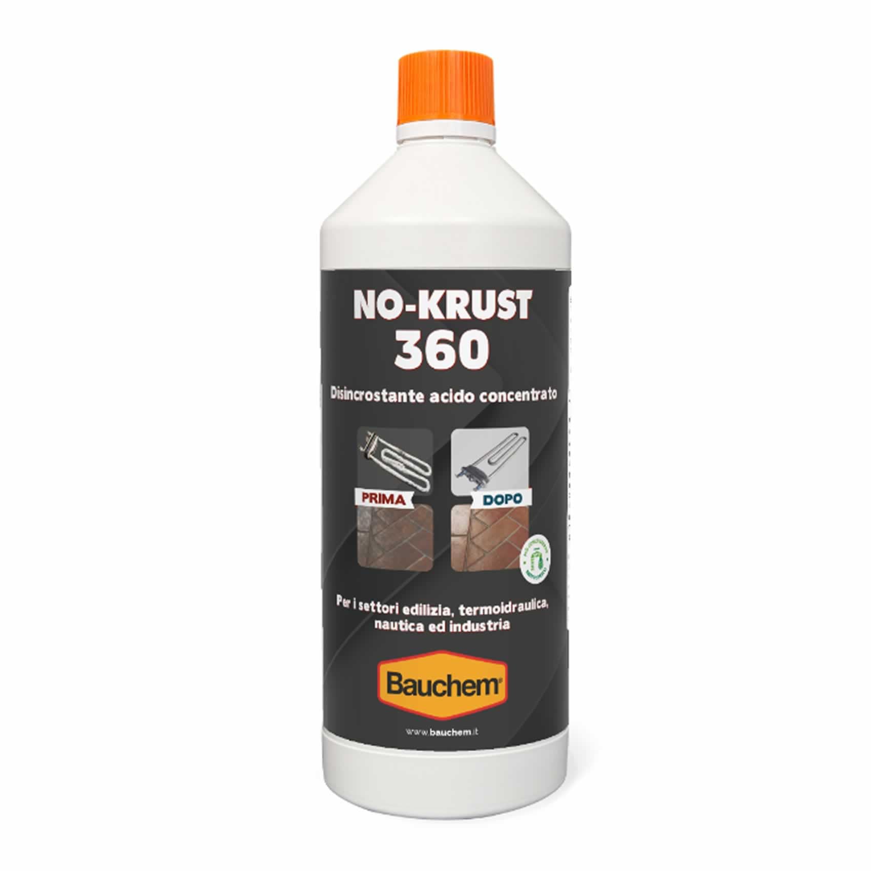 NO-KRUST 360 DISINCROSTANTE ACIDO PROFESSIONALE FORMULA CONCENTRATA LT.1 per incrostazioni calcaree, salnitro, residui di mal o cemento, ruggine...