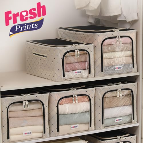 Image of HOKIPO 600D Oxford Fabric Cloth Organizer for Storage, Ivory Noir - Large Pack of 1 (AR-6489-BLK)