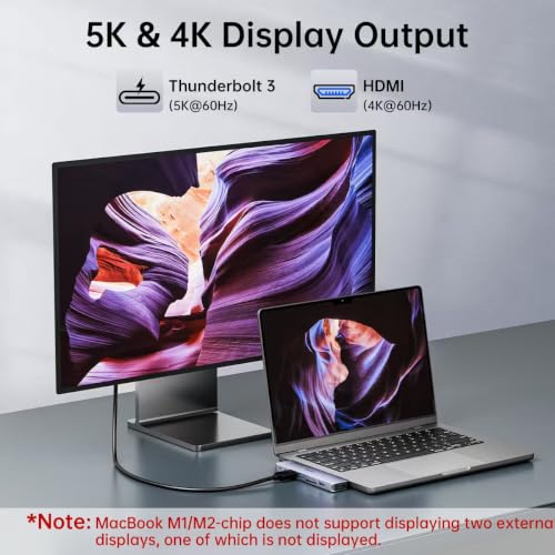 Image of USB C Hub Adapter for MacBook Pro /Air M5 M4 M3 M2 M1 2026-2018 13 inch 15 inch 16 inch, Mac Multiport Adapter, 8 in 2 MacBook Accessories Dongle with HDMI 4K@60hz, Thunderbolt, USB C&A Data Ports, SD Card Reader
