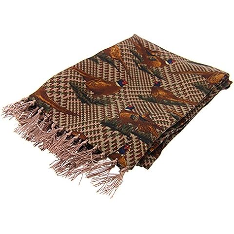 Soprano Bufanda de Seda de Doble Cara Tweed Faisanes Aviator Cover