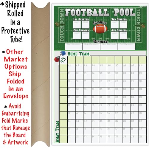Football Squares Pool Board | 13 x 19" Inch Large Size | Office Party Pool Poster | Big Game Party Decorations | Football Super Game Bowl Party Pool Poster | Anapoliz - Image 3