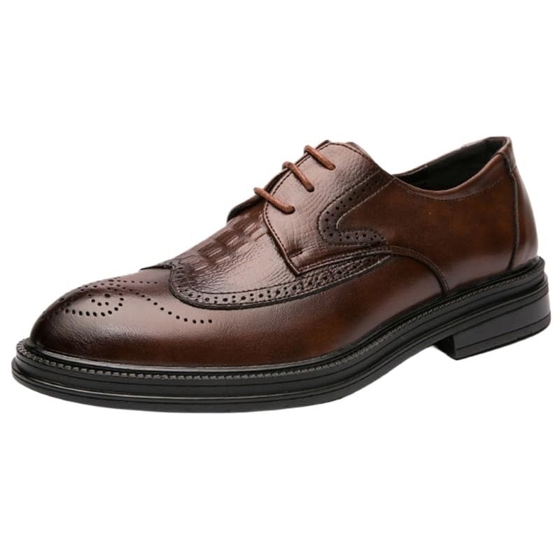 Men's Breathable Comfortable Business Lace Up Oxford Shoes Mens Comfort Hand Stitched Business Formal Derby Shoes Non-Slip Softsole Walking Shoes
