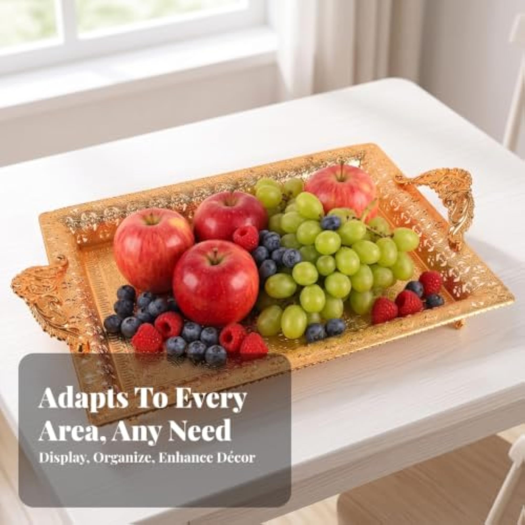 Ornate Peacock Pattern Tray, Vintage Embossed