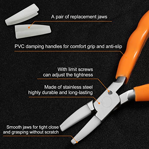 SPEEDWOX 6 Inches Stainless Steel Flat Plier Eyeglasses Repairing Plier Nylon Jaw - Image 2