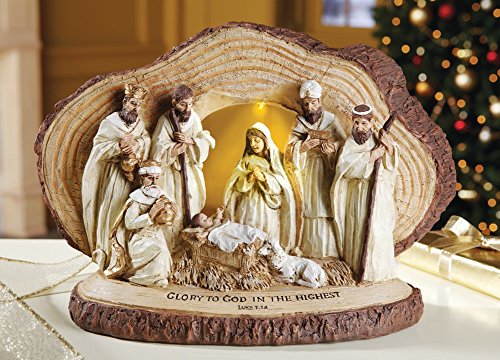 Lighted Woodland Nativity Scene Sculpture