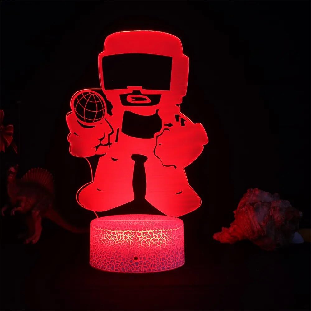 LUUSMMFriday Night Funkin Game 3D Night Light 16 Colors Changing Touch & Remote Control Friday Night Funkin Figure Game Illusion LED Lamp Christmas Gifts for Boys/Girls/Kids/Fans (Crack base28)