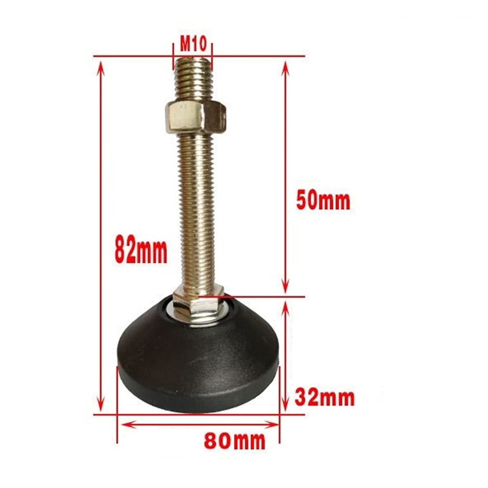 patas niveladoras de alta resistencia, 4 piezas de patas niveladoras roscadas for muebles, deslizantes y giratorias, instalación horizontal, for maquinaria pesada(D80*M12*80 mm)