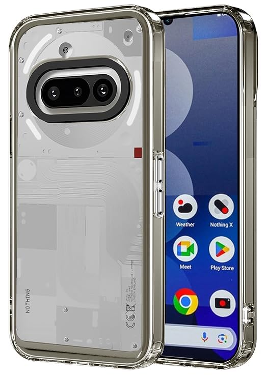 Image of Craftmind Anti-Yellow Clear Mobile Phone Back Cover Case for Nothing Phone 3A, UV Shield Technology, Grey, Hard Cover, Drop Protection, Mag-Saf Compatible