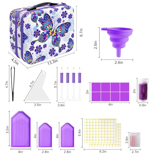 Image of ZORETCO Diamond Painting Storage Case,240 Slots Diamond Art Kits with Accessories for Craft Jewelry Beads Organizer Boxes