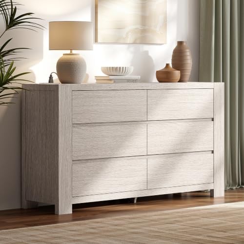 ModernMate 55'' Modern 6 Drawers Dresser for Bedroom with Chargin...