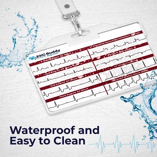EKG Buddy Conjunto de crachá de interpretação de eletrocardiograma de 5 cartões de ECG de dupla face