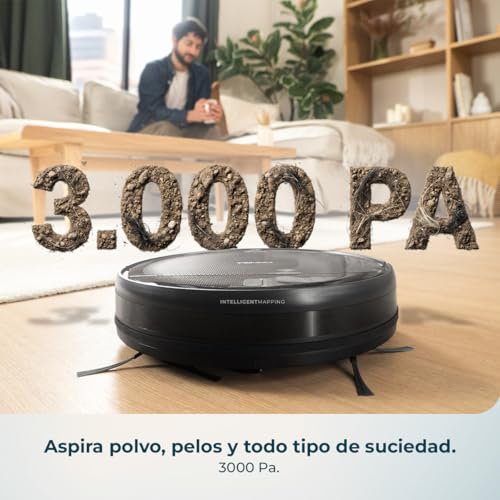Cecotec Robot Aspirador y Friegasuelos Conga M10 Advance. Navegación Giroscópica Ordenada, Presión de Succión 3000Pa, Autonomía 150mins, Sensores Anticaídas y 2 Cepillos Laterales, App Control - imagen 4