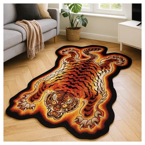 Tapete con diseño tigre tibetano 159x90 cm naranja
