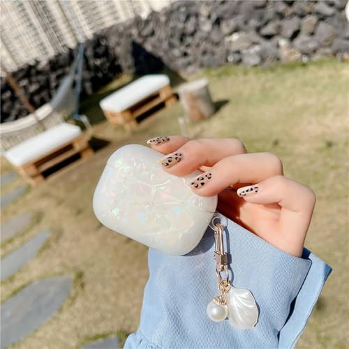 Image of OTOPO for Cute Airpods Pro 3 Gen Case Girl Women 2025 with Cleaner Kit, Glitter Shell Pattern Apple iPod Pro 3rd Generation Protective Cover Skin with Pearl Shell Keychain, Colorful