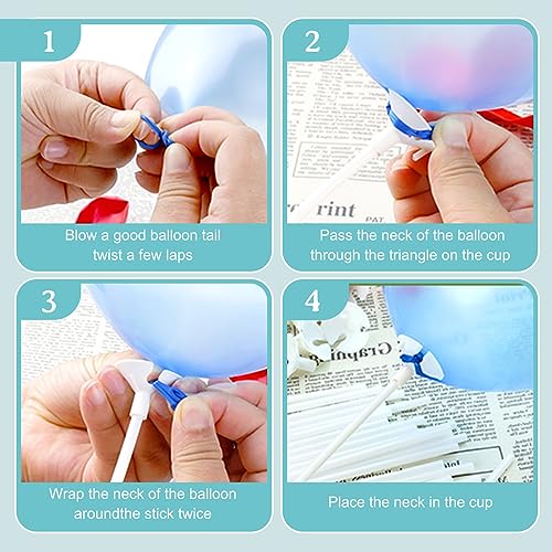 Image of PP OPOUNT 320 PCS Balloon Sticks, 12.6 inches Plastic Balloons Sticks | Balloon Holders for Anniversary, Wedding, Birthday, Party Decoration, BalloonSticks with Bases, Balloon Sticks with Cups