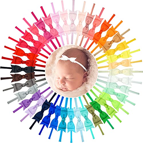 JOYOYO 40 Colors Baby Girls Nylon Headbands Hair Bows Super Soft Slim Hair Bands for Infants Newborn and Toddlers