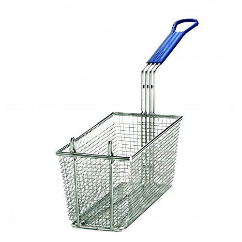 TC Heavy Duty Rectangular Professional Fry Basket, with Hook, Blue Handle Deep Fry