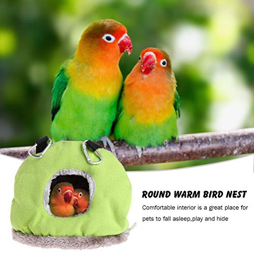Image of Warm Bird Plush Bird Cage Sleeping Hut M Size Canvas and Plush Hanging Bird Hammock with Double Hooks Cozy Hideout Easy Clean for Parakeet Cockatiel Conure