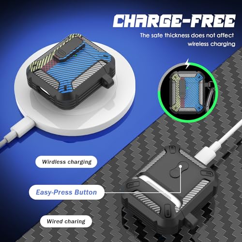Image of RFUNGUANGO for AirPods 2 Case Carbon Fiber Series, CF Blue