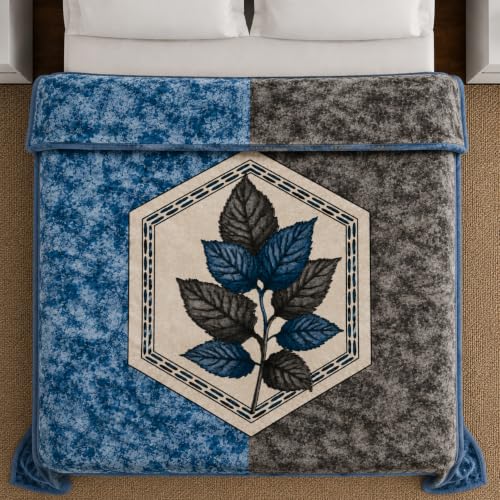 Image of Signature All Season Double Bed Blanket | Super Soft Plush, Lightweight & Cozy | 220 x 240 cm | 2.5 kg | Multi-Color Vibrant Print | Ideal for Winter, AC Use & Gifting (Blue Grey)