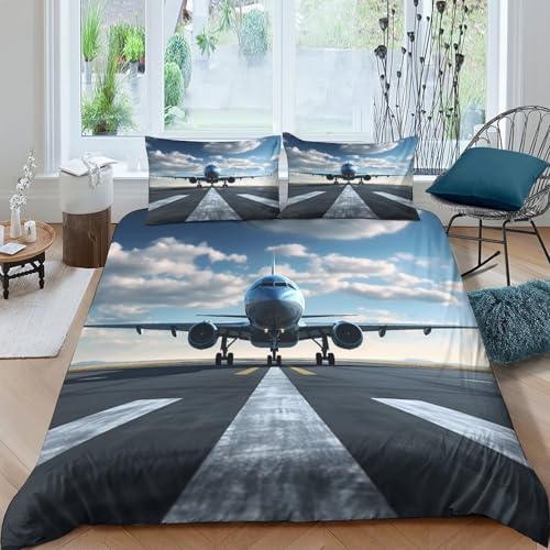 Parure de lit 3D avion housse de couette microfibre 220x240 douce