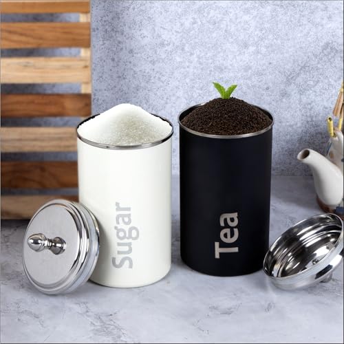 Image of PDDFALCON Stainless Steel Utsaav Canister | Ideal Gifting Set | Set of 2 Multipurpose Kitchen Canisters for Tea & Sugar (750 ml Each) | BIS Certified & Proudly Made in India