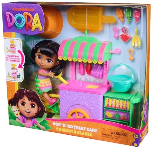 Dora Chariot à glaces avec 15 éléments chariot transformable et espace de rangement avec figurine Dora de 15 2 cm jouets pour filles et garçons à partir de - vue 9