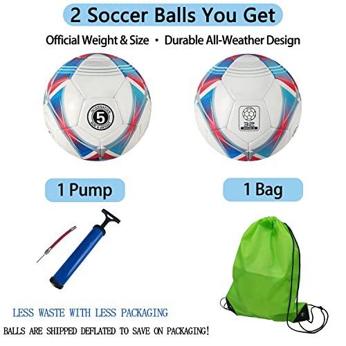 Uubemm Sports Soccer Balls Set With Pump And Gift Carry Bag For Beginners,Children,Youth Teen,Adults,Size 5,4,Or 3,Training Practice Ball For Indoor Outdoor Game,Deflated (5, Style B, Pack Of 2) #TOP3