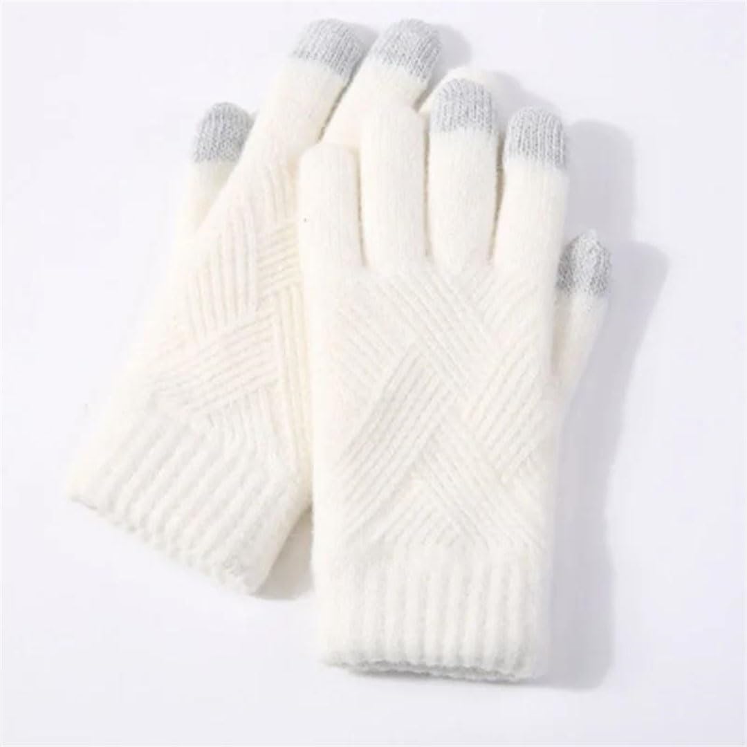 Fnfmrfmr Women's Wool Blend Gloves Knitted Full Finger Solid Warm Cycling Driving Mittens