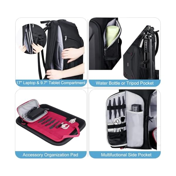 Endurax Camera Backpack Drone Large DSLR/SLR Mirrorless Camera Bag Photography Waterproof Rain Cover Hardshell with Laptop Compartment Tripod Holder